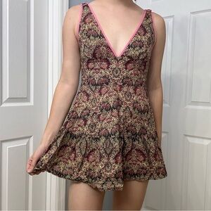 Free People Dress Mini Tunic Boho V-Neck Fairy Casual Summer Size 2 Extra Small